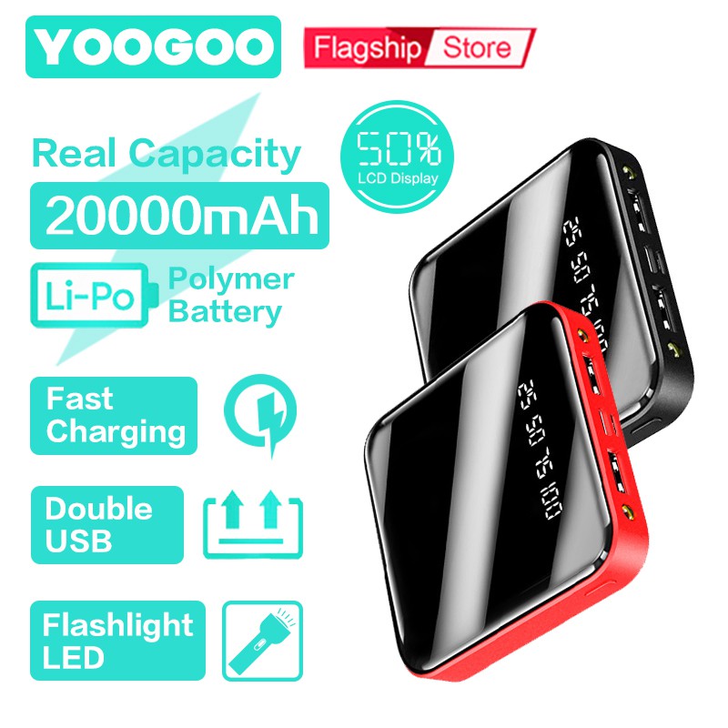 Powerbank 20000mAh LCD + 2.1A Fast Charge Real Capacity