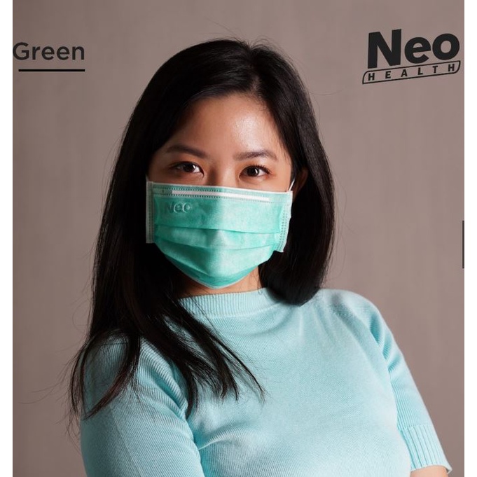 MASKER NEO HEALTH 3PLY EARLOOP ISI 50 - HIJAU