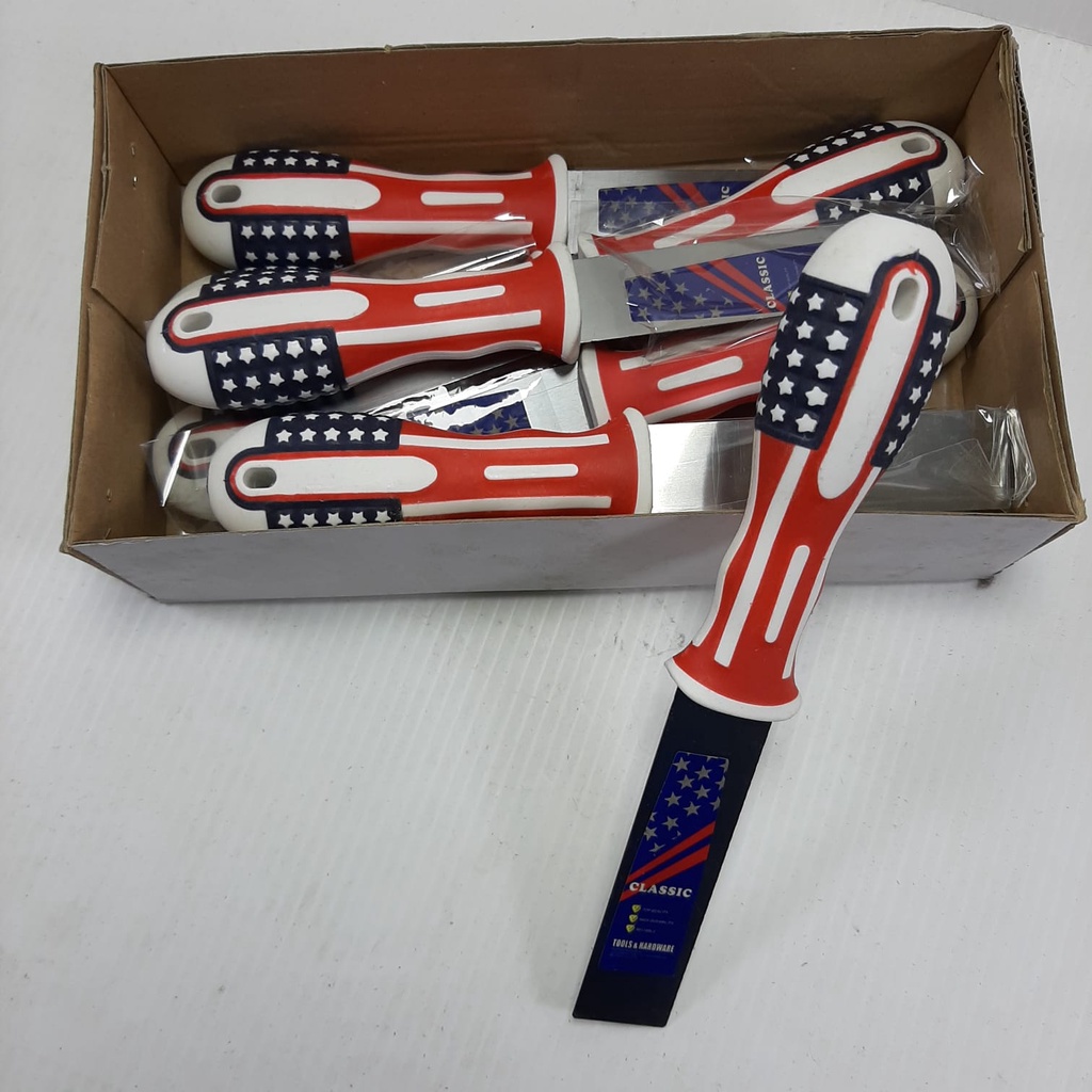 Kape Gagang Karet Scraper USA Classic Stainless Handle Karet Skrap Kue Martabak telor - Kape Dempul