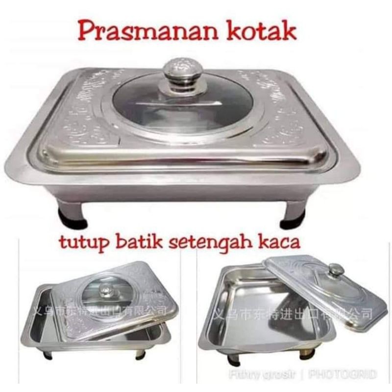[Satuan] [Tutup Kombinasi] Prasmanan Set Wadah Saji-Stainless Steel Bentuk Persegi
