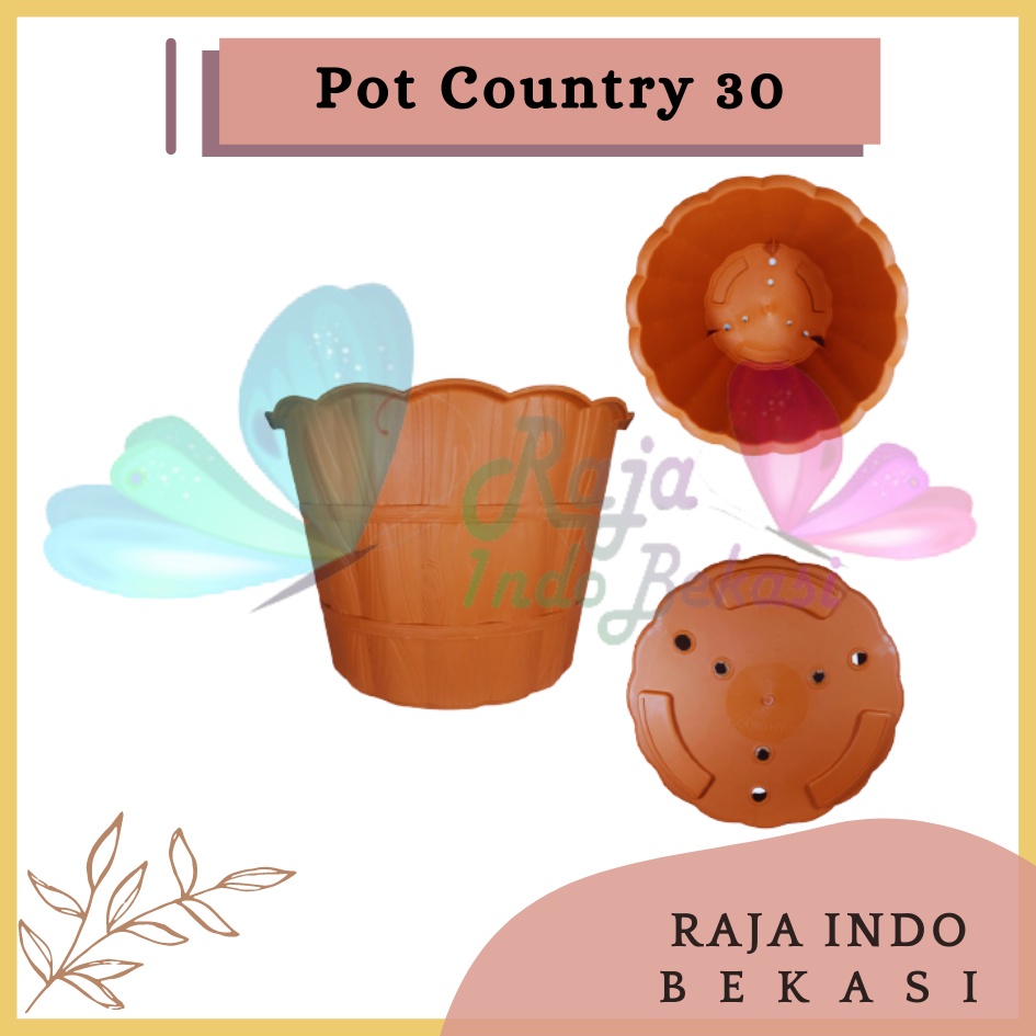 Pot Shallom Country 30 Merah Bata Coklat Terracotta Terakota Putih Pot Motif Gentong Kayu Tebal Cantik Pot Bunga Putih Besar Murah