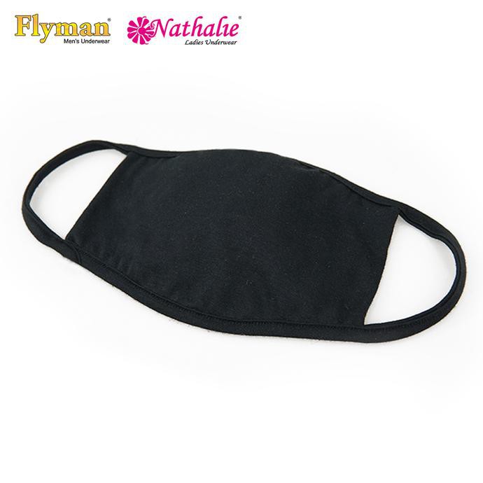 Flyman Nathalie Masker Kain Katun Earloop 6 PCS MSK 3355 - Hitam