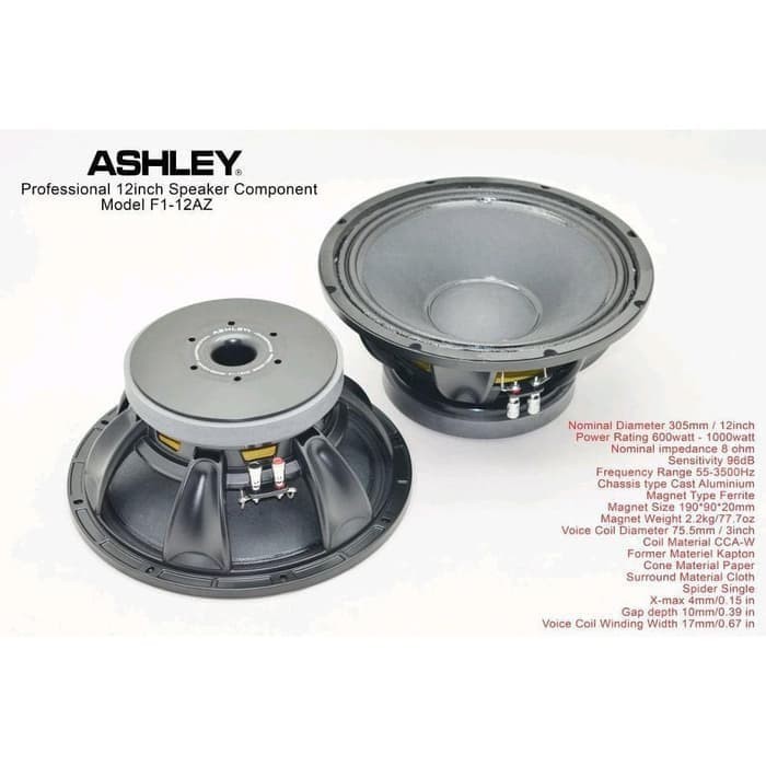 TERBAIK 12 Inch Speaker Pasif Komponen woofer Ashley F1 12AZ / F112AZ