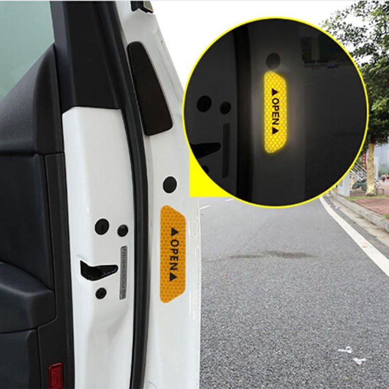 4Pcs / Set Tape Reflektif Untuk Peringatan Keamanan Mobil