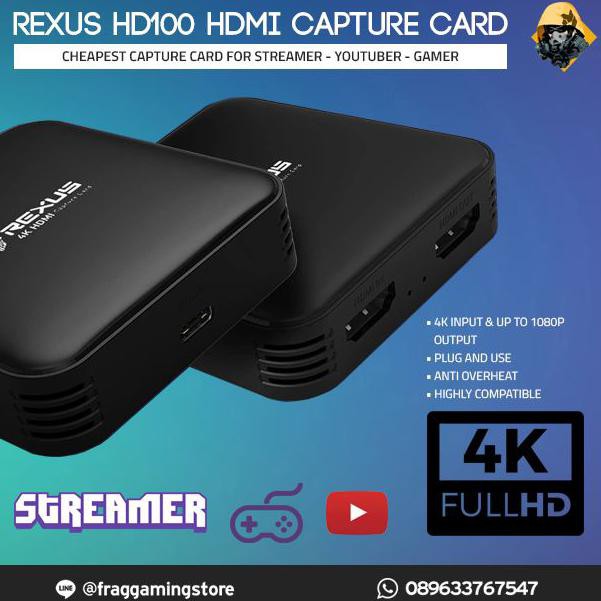 Rexus Hdmi 4K Game Capture Card Stream And Record Hd100