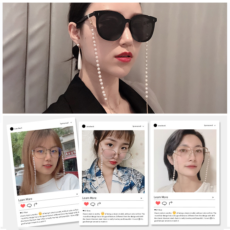 We Flower Fashion Pearl Eyeglass Chain for Women Anti-lost Mask Lanyard Holder Strap Eyewear Retainer