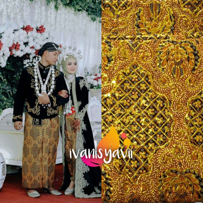 1Set Jarik + Blangkon Pengantin, Motif Buntal Melati