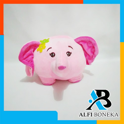 Boneka Gajah Pink love lucu banget Ukuran L