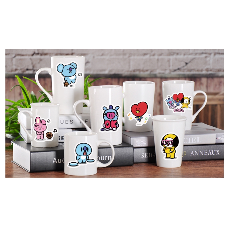 40pcs KPOP BTS BT21 Waterproof Stickers for Laptop Skateboard Cellphone Cup Mug Diary Decor