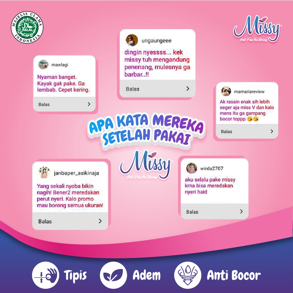 Pembalut MISSY NIGHT / Pembalut HERBAL Kesehatan  Wanita Bersalin / Wings 290mm 10 pads / Perawatan Miss V Menstrual Pad Menstruasi / Anti Bacterial Jamur Virus / Anti Bocor