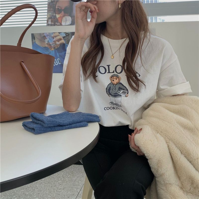 THISTLE - Oversize Tee Tshirt Wanita Model Longgar Motif Bear Cookin Soul