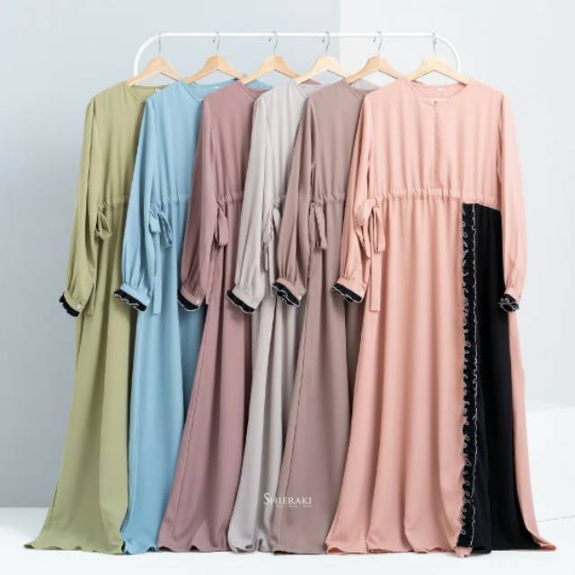 Reefa dress gamis busui bahan crepe HQ dan khimar afareen warna nilegreen ORI SHIERAKI