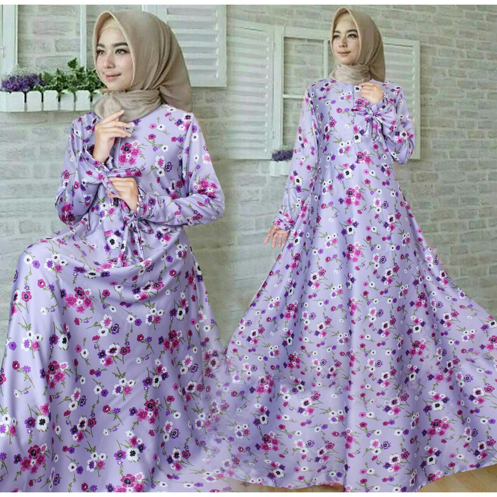 HOPYLOVY SALE Gamis Muslimah | Maxidress Satin | Gamis modern kekinian | MAXI DRESS WANITA  AMIRA