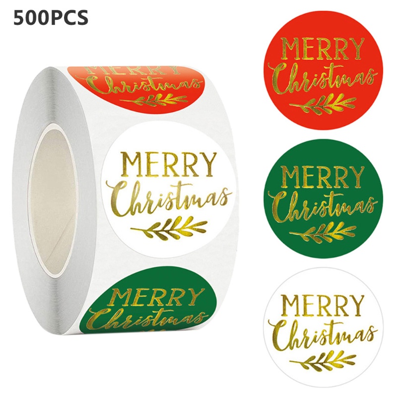 500pcs / Roll Stiker Label Pembungkus Kotak Hadiah Natal Multifungsi Untuk Butik Online