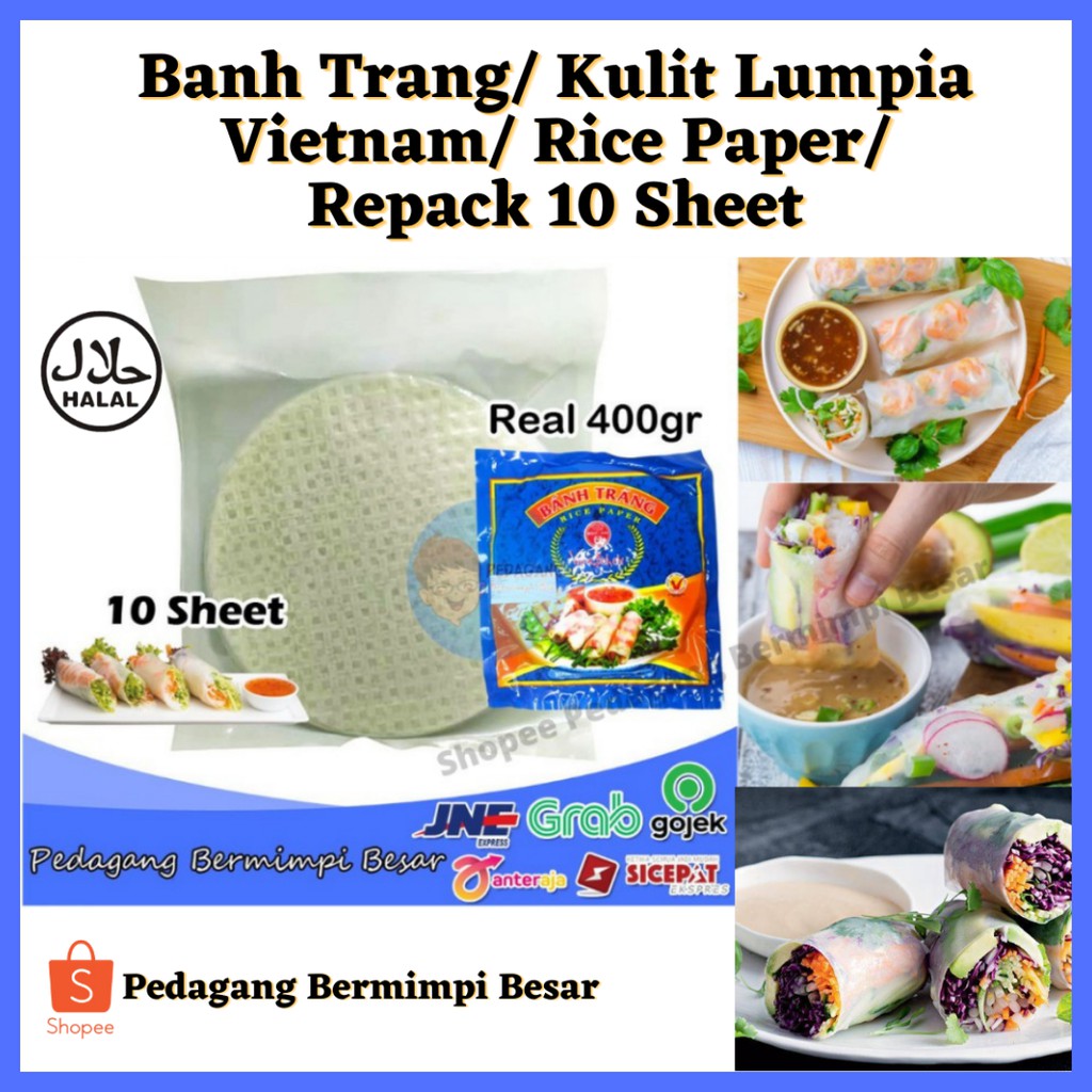 

Banh Trang Rice Paper 22cm isi 10 Sheet | Kulit Lumpia Vietnam/repack10sheet