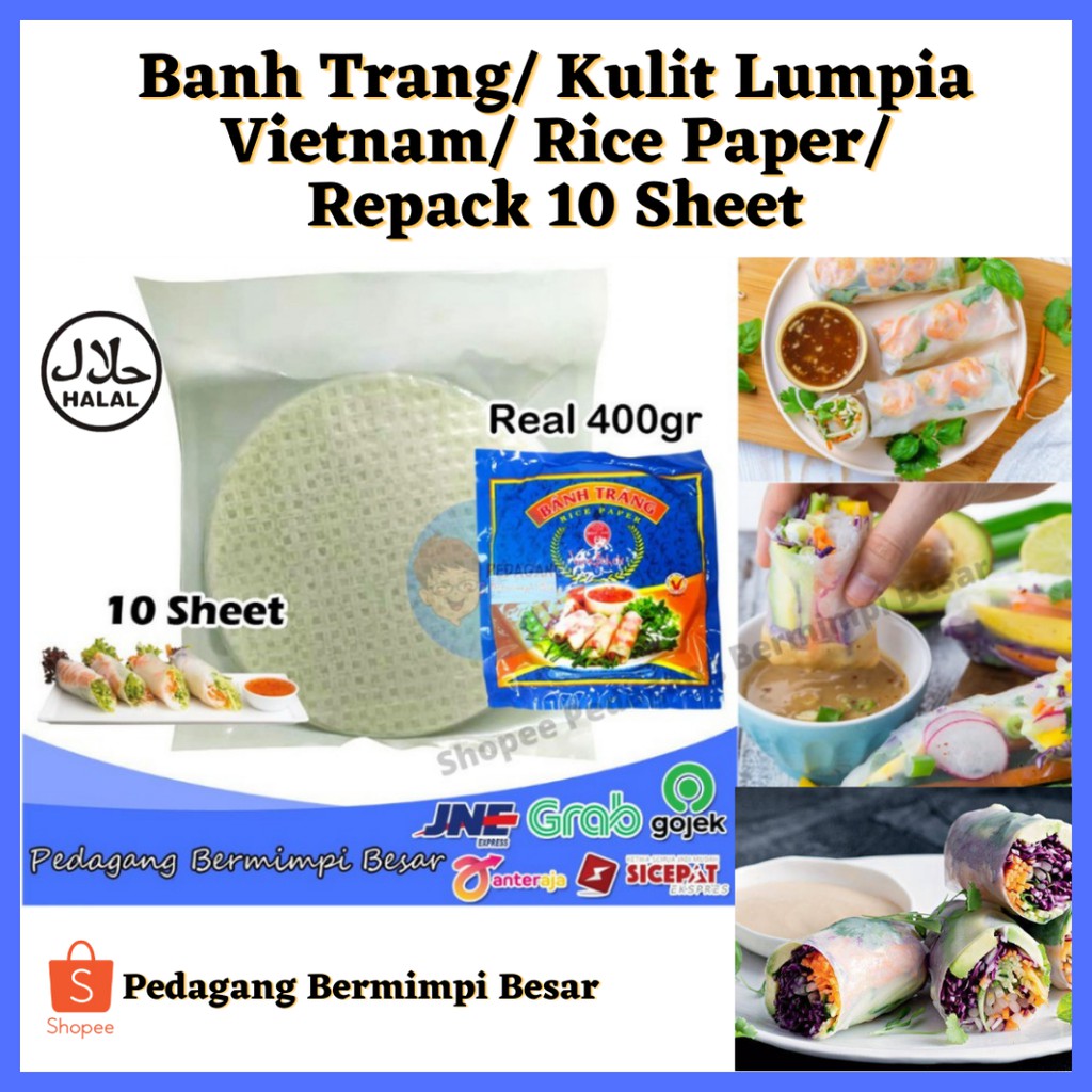 Banh Trang Rice Paper 22cm isi 10 Sheet | Kulit Lumpia Vietnam/repack10sheet