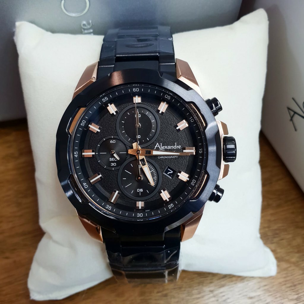 alexandre Christie  AC 6468 pria original stainless steel hitam rose gold