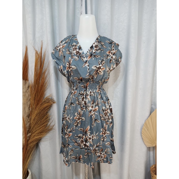 DASTER MINI MOZA RAMPEL BUSUI FRIENDLY MOTIF-Daun Kopi Grey