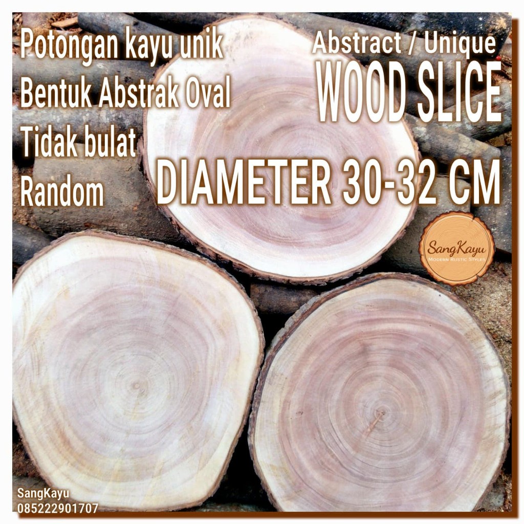 Abstract Wood Slice 30-32cm Potongan kayu unik abstrak talenan nampan