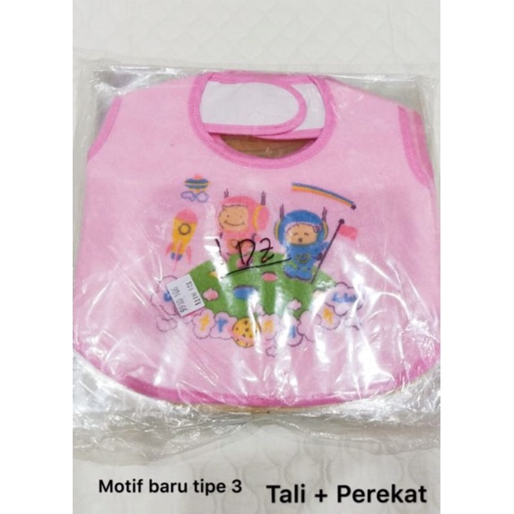 Tadah iler bayi / slebber bayi plastik perekat tali / celemek makan bayi