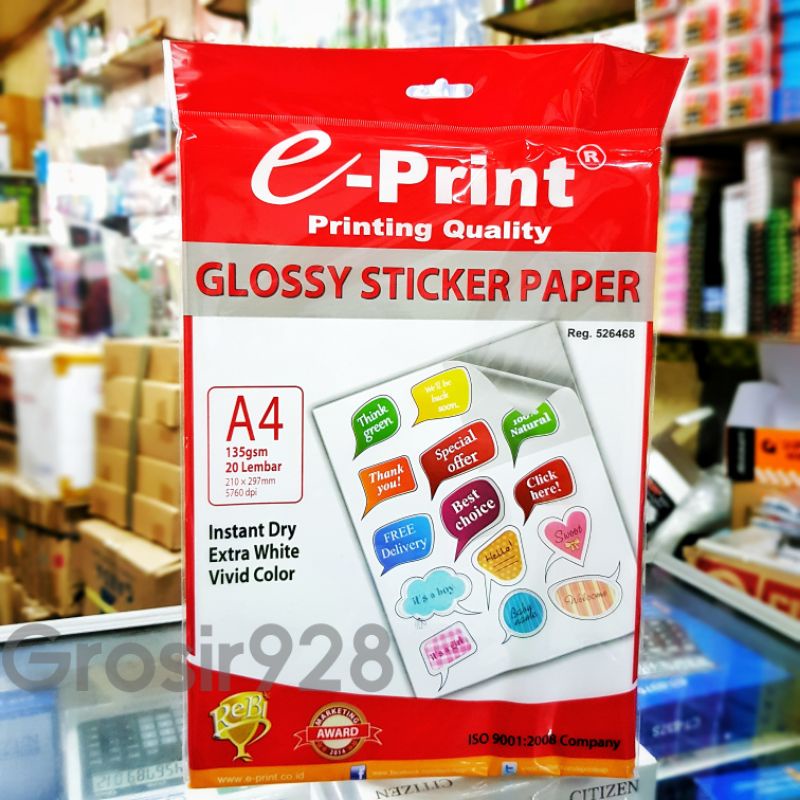 

Glossy Sticker Paper A4 E-Print 135gsm