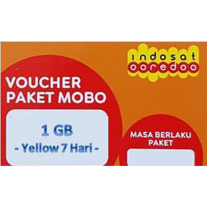 Voucher Data Indosat Yellow 1GB 7 Hari/ Data indosat 1gb 7hari