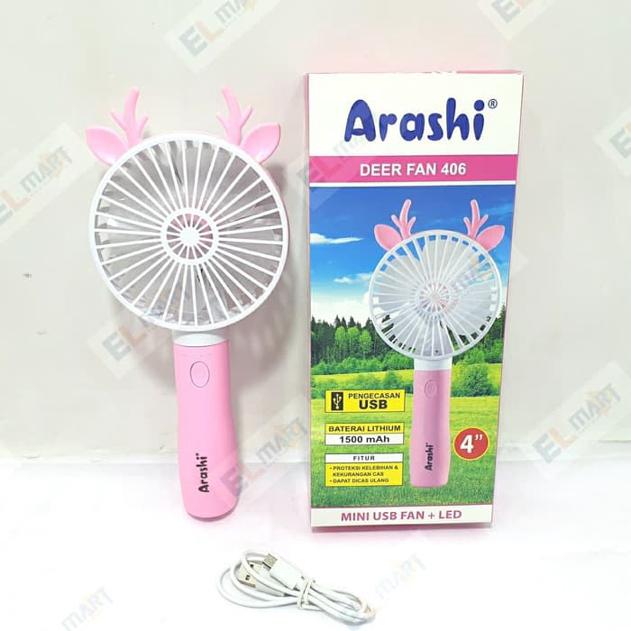 ARASHI Deer Fan  Kipas angin mini portable lipat 4 inch 406