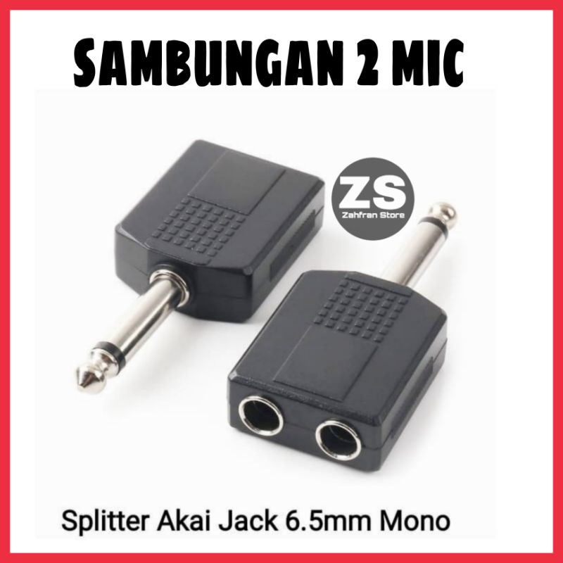 splitter jack audio sambungan  2 mic to 2 female cabang mic 6,5mm