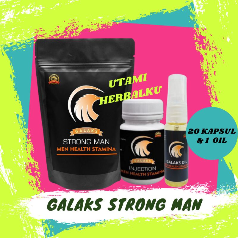 Bisa COD - Galaks Strong Man & Galaks Oil Untuk Menunjang Stamina Pria - Paket 20 Kapsul & 1 Oil