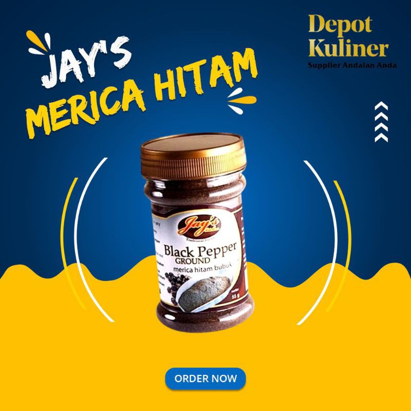 Jay's Kitchen Blackpepper Ground Jays Merica Hitam Bubuk 55GR / Merica Bubuk Hitam