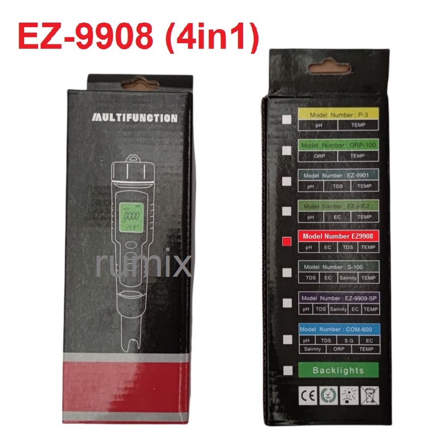 PH TDS EC Temperature Meter EZ9908 Tester ATC EZ-9908 Temp Suhu Hydrophonic Hidroponik EZ 9908 Hidrophonik 4in1