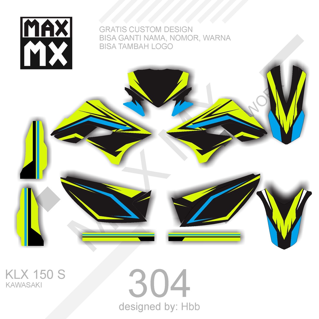 DECAL STIKER MOTOR KLX 150 S RACING HIJAU X BIRU
