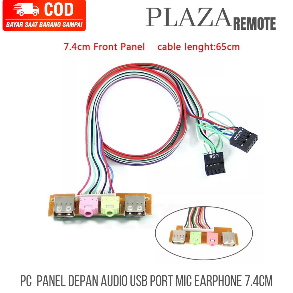 Front Panel PC USB 2.0 DEPAN + JACK AUDIO MIC PCB 7.8CM