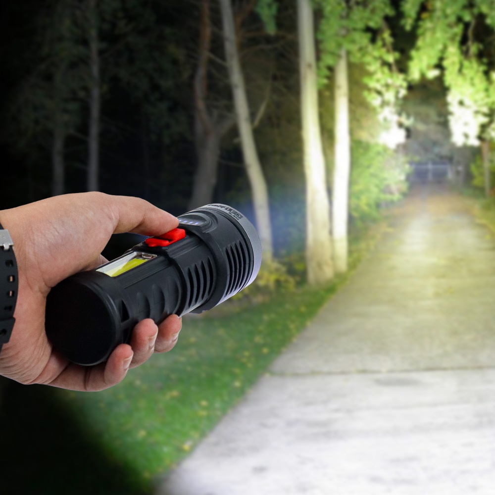 COD - Senter LED Flashlight Torch Waterproof USB Rechargeable Cree XPE + COB 7800 Lumens - BL-822