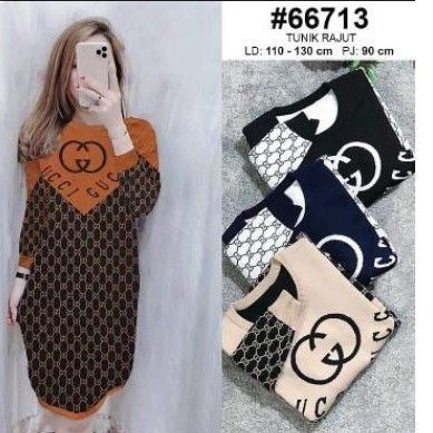 TUNIK RAJUT IMPORT PREMIUM MOTIF GUCCI