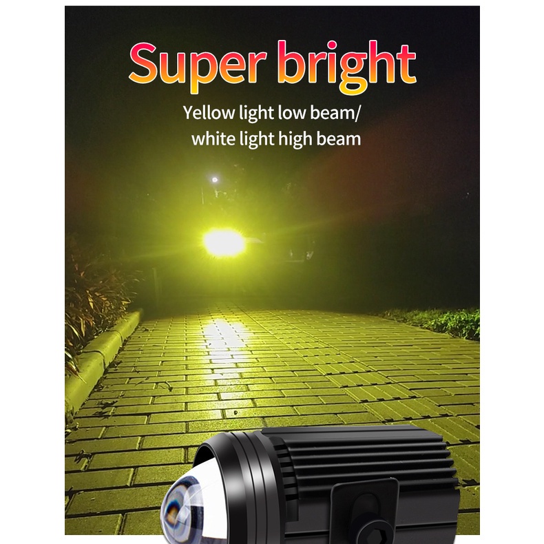 Lampu Sorot Kabut Led Mini High / low High Power Warna Putih / Kuning Untuk Motor