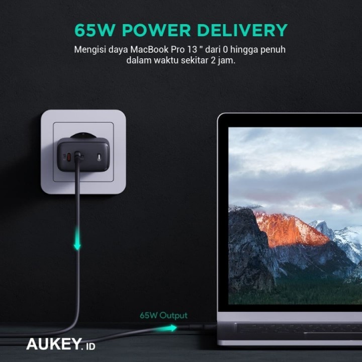 25 AUKEY PA-B4 - OMNIA DUO 65W - Dual Port PD Charger with GaNFast Tech