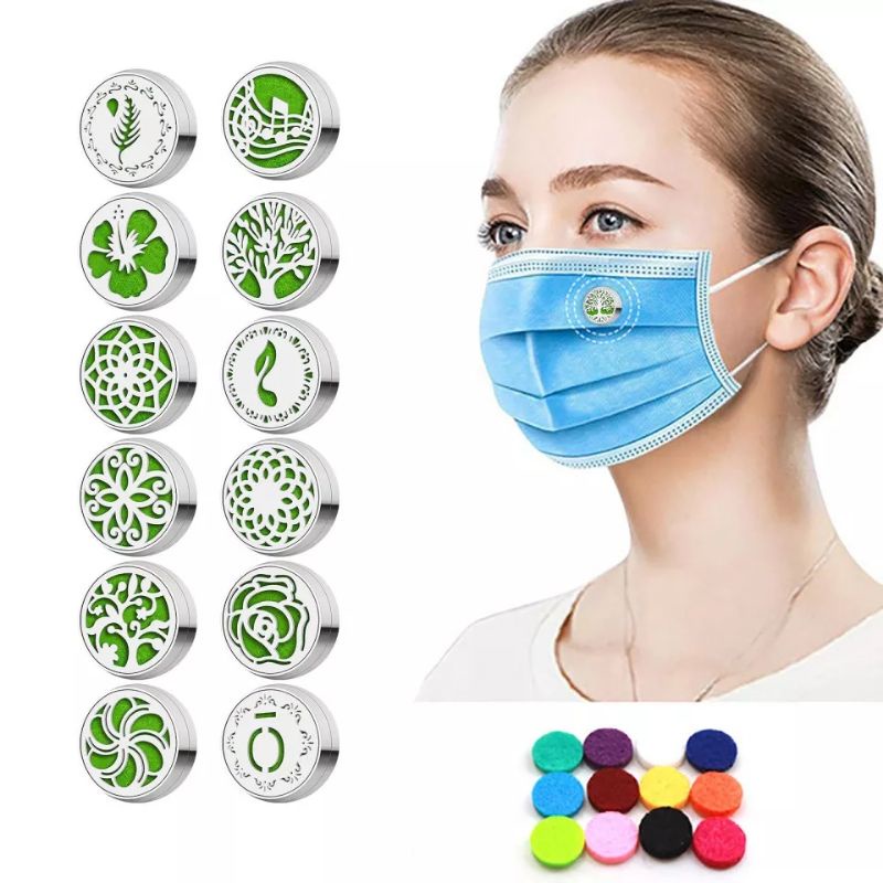 PIN CLIP PENGHARUM MASKER MAGNET AROMATHERAPY ASESORIS MASKER MOTIF LUCU KARAKTER EMOTICON WARNA SIL