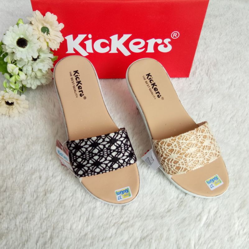 SANDAL KICKERS WANITA Slop Brukat