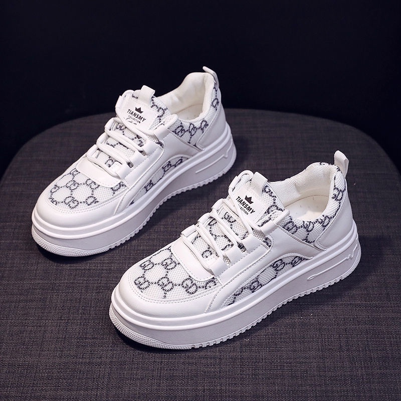 AGI22105 Sepatu Sneakers Wanita Fashion Import TSMY Sol Tebal Putih Dengan Tali Ready Jakarta Bisa COD (With Box)