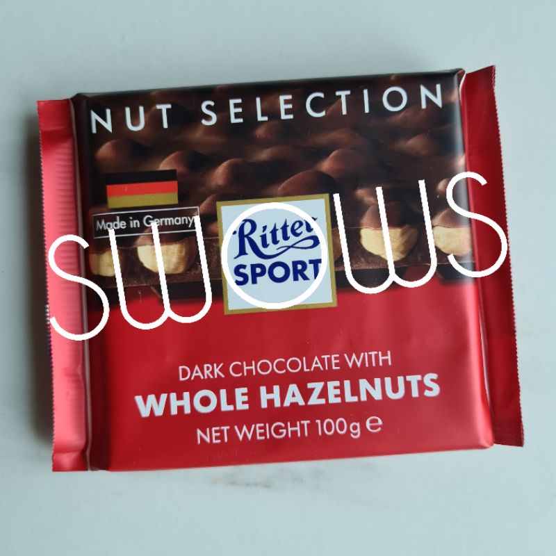

RITTER SPORT DARK CHOCOLATE WITH WHOLE HAZELNUTS COKLAT COKELAT HAZELNUT