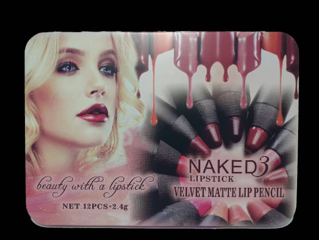 [12 pcs] LIPSTIK MATTE PENCIL NAKED3 12 COLOR bok