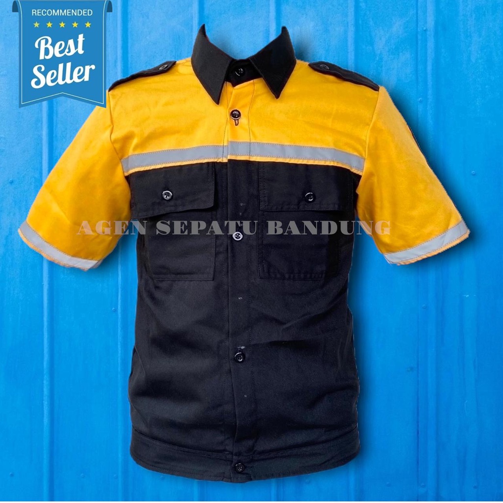Baju Safety Pendek Kombinasi / Seragam Kerja / Kemeja Proyek Atasan Lengan Pendek / Atasan Kerja Pendek Wearpack Logo
