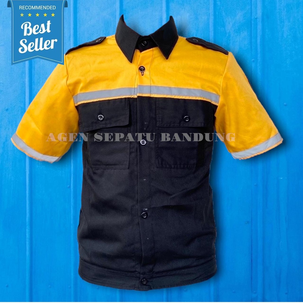 Baju Safety Pendek Kombinasi / Seragam Kerja / Kemeja Proyek Atasan Lengan Pendek / Atasan Kerja Pendek Wearpack Logo