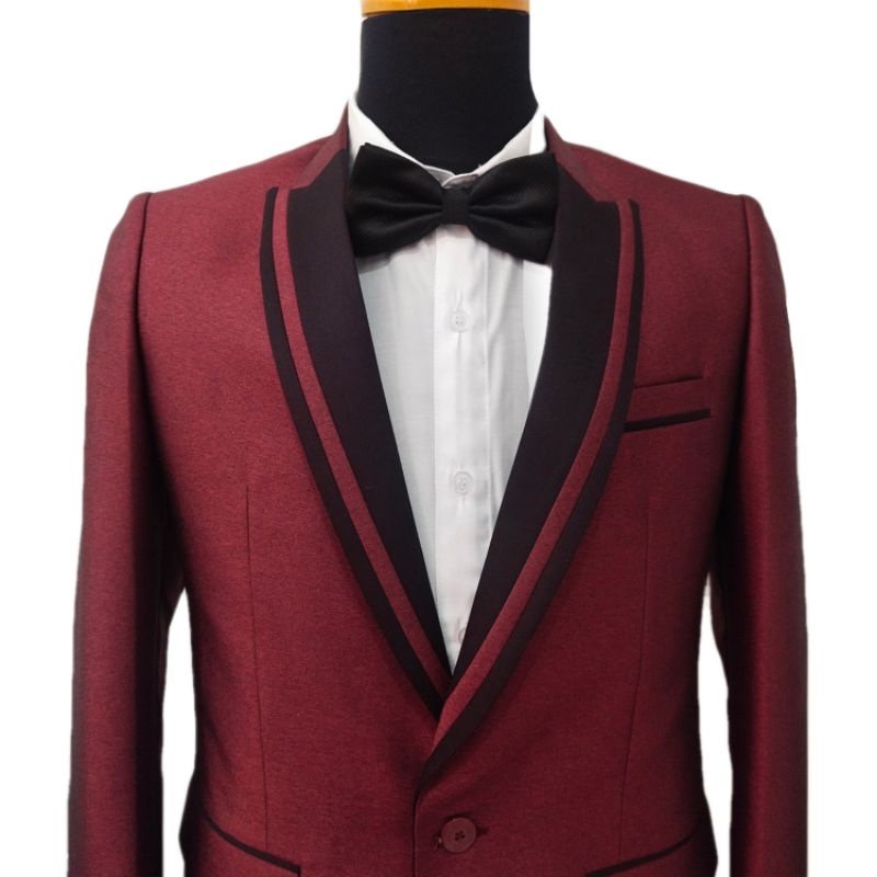 JAS PENGANTIN/JAS WEDDING/JAS FORMAL SEMI WOOL - MERAH MAROON