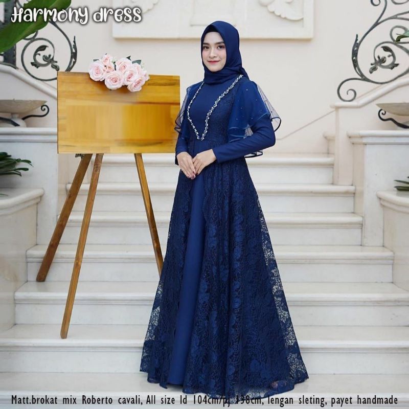 HARMONY DRESS BEST SELLER GAMIS BROKAT KEKINIAN VIRAL