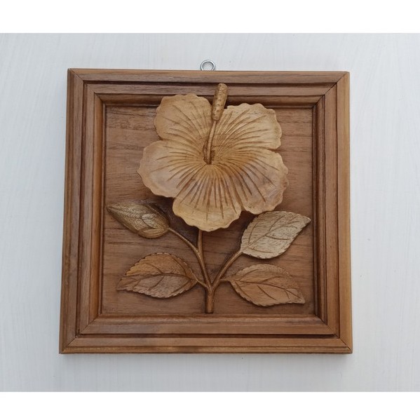 Jual Hiasan dinding kayu, dekorasi dinding kayu , ukiran bunga sepatu