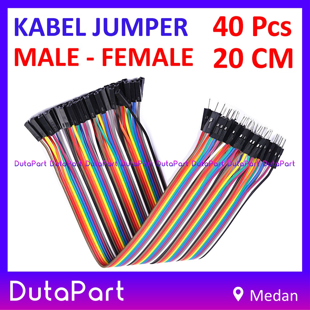 40Pcs Kabel Jumper 20cm MALE to FEMALE Dupont Cable Wire Pelangi
