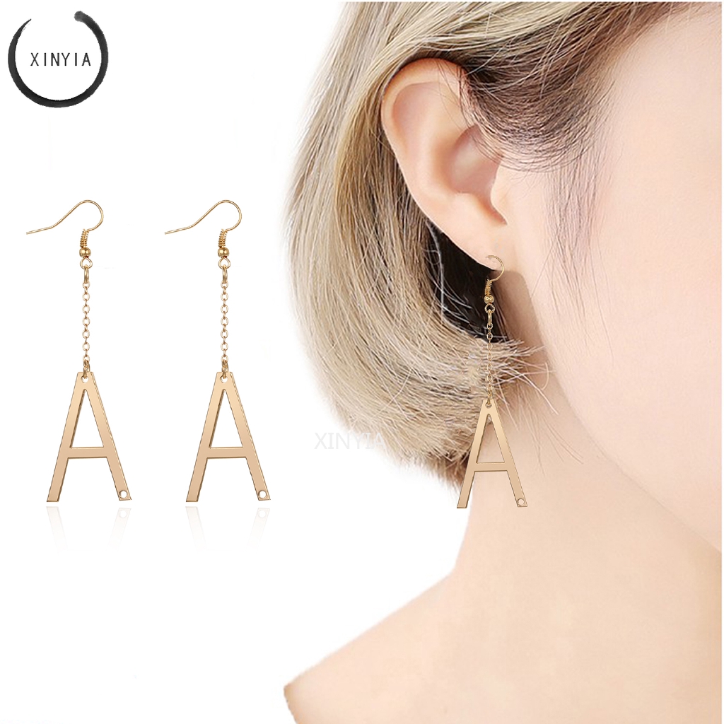 Anting Huruf 26 Hadiah Stainless Steel Huruf Inggris Anting Rumbai