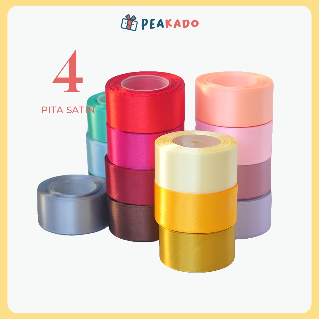 Pita Satin Kado Roll 4cm 1,5 inch Per Meter DIY Kain Warna Warni inci 4 cm